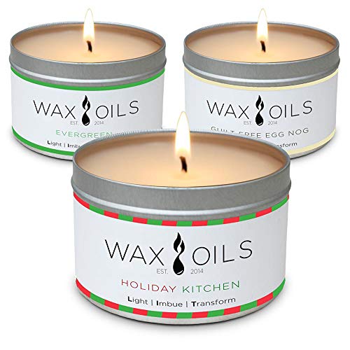 Scented Candles - Holiday Kitchen, Evergreen & Egg Nog (Pack Of 3) Soy Aromatherapy Candles, 8Oz #TOP1