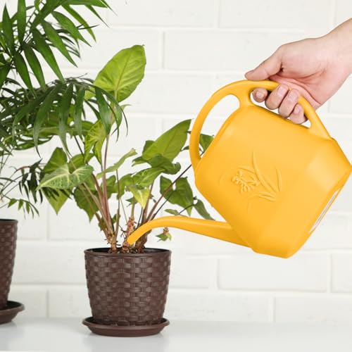 Image of Plastic Watering Can - for Indoor and Outdoor Plant - 1 /2 Gallon - Orange