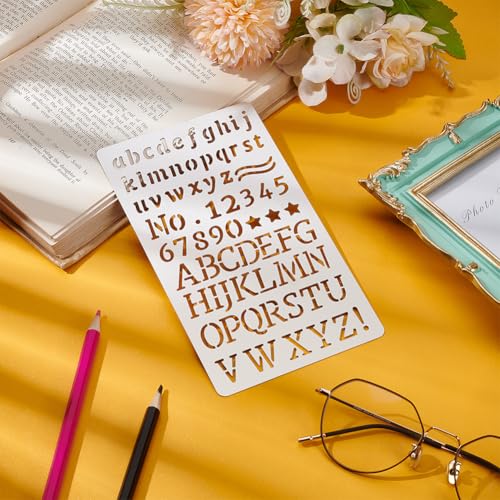 UNICRAFTALE Metal Stencil Letters Number Stencils for Craft Wood Burning Stainless Steel Reusable Painting Templates Alphabet Templates for Carving Bookmark Drawing Scrapbooking Wall Decor - Image 2