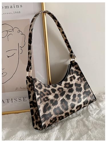 SweatyRocks Women's Leopard Print Handbags Top Handle Y2k Underarm Purses with Zipper Closure2