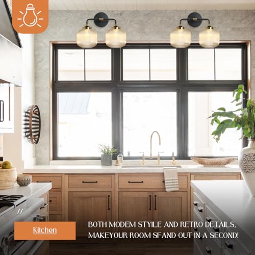 Image of Bathroom Lights fixtures Vanity Light for Bath Wall Sconce Industrial Modern Glass Vanity Lights 2 Lights Amber Light Fixture Farmhouse Wall Mount Lamp Mid Century Vintage Wall Lamp