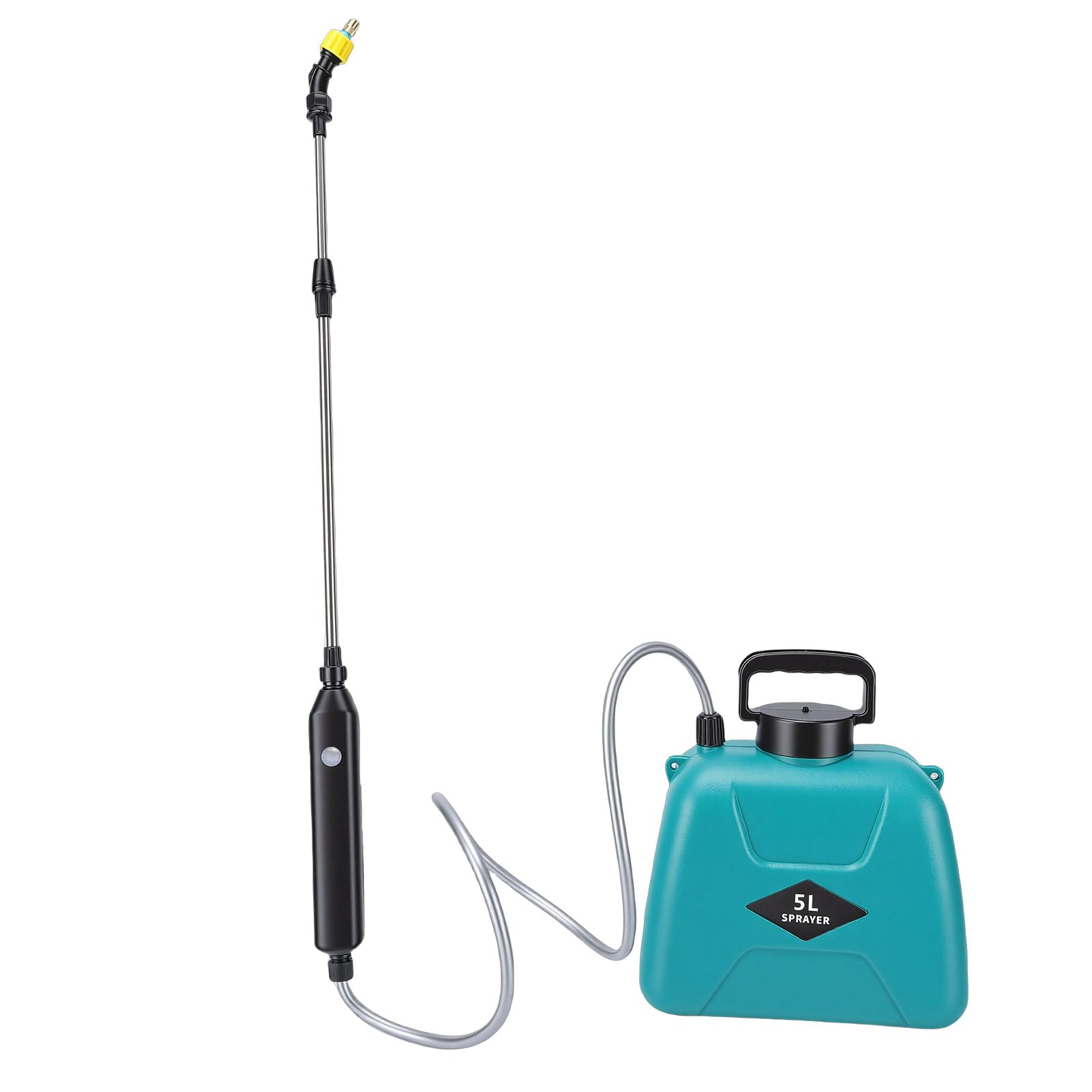 Spruzzatore Elettrico da Giardino da 5 Litri, Interruttore Senza Sforzo, 3 Ugelli Nebulizzatori, Bacchetta Retrattile, Indicatore Digitale, per Irrigazione, Fertilizzazion