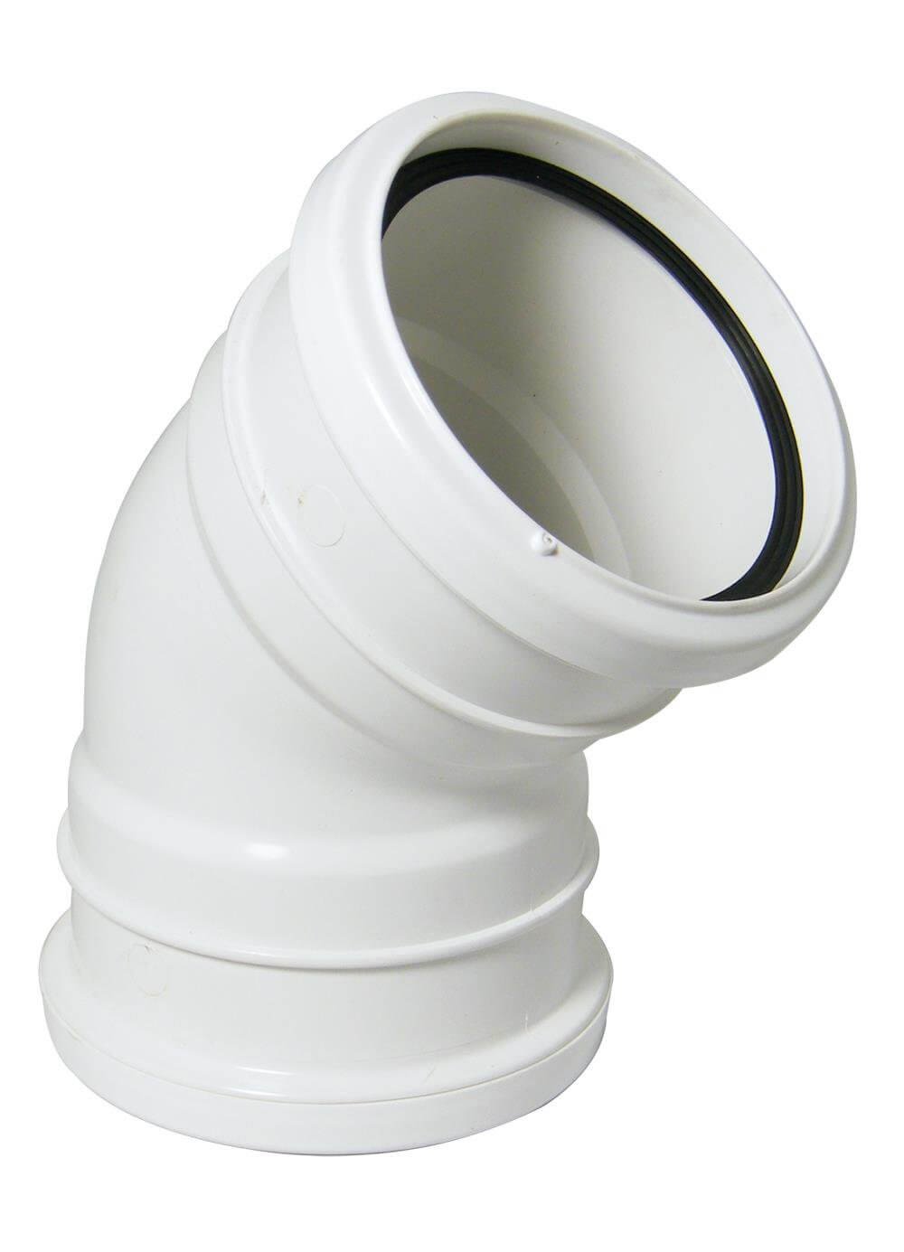 Floplast 110mm Soil 135' Double Socket Bend WhiteSp563 from B&Q