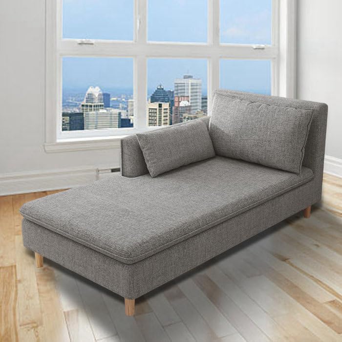 Image of Nordic Chaise Lounge Sofa Chaise Lounger Seater Ottoman Sofa Bench Pouf Puffes Sofa Lounge for Living Room Couch Chaise Furniture (Grey)