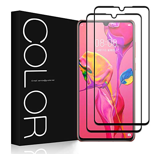 G-Color Verre Trempé Huawei P30 [2 Pièces], Protection Écran [2.5D Couverture Maximale], [9H Dureté,Haute Réponse] [Colle Plein Écran] Film Protection pour Huawei P30