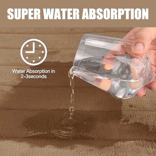 NAKIHOUSE Badematten-Set, Memory-Schaum, 3-teilig, saugfähig, wasserabweisend, rutschfest, Beige, 40 x 60 + U50 x 50 + 50 x 80 cm – Bild 4