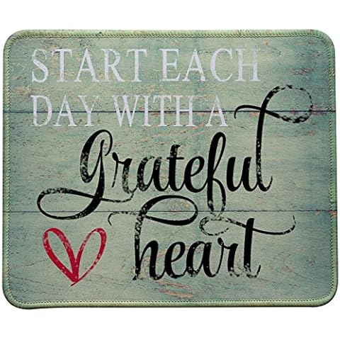 VIVIPOW Inspirational Quote Mouse Pad,Stitched Edges Mouse Pad with Inspirational Quote (Start Each Day with A Grateful Heart) Cover