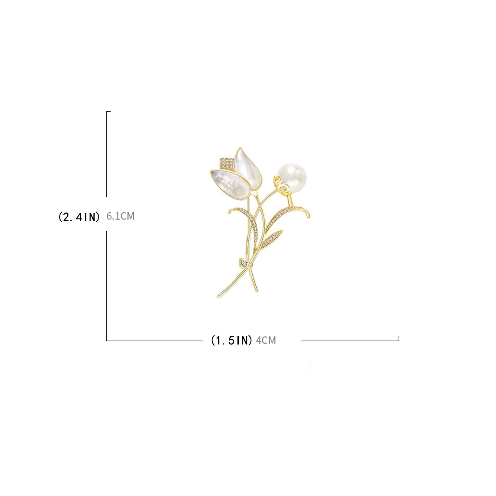Broches para Mujer Broche para Mujer, Broche Chapado en Oro con Flores de tulipán para Regalo de Accesorios de Ropa para Mujer, Broche de suéter de Alta Gama