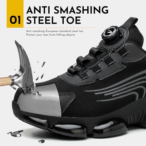 Image of Steel Toe Work Sneakers for Men Women Lightweight Comfortable Industrial & Construction Work Safety Shoes