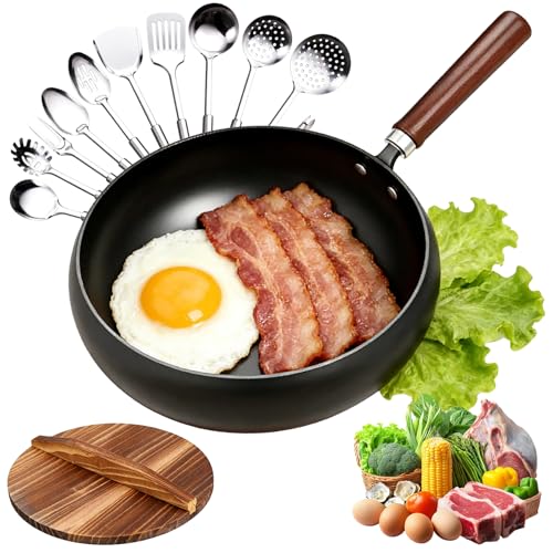 Wok de Hierro Macizo 24 cm con Tapa y Espátula miniatura 1