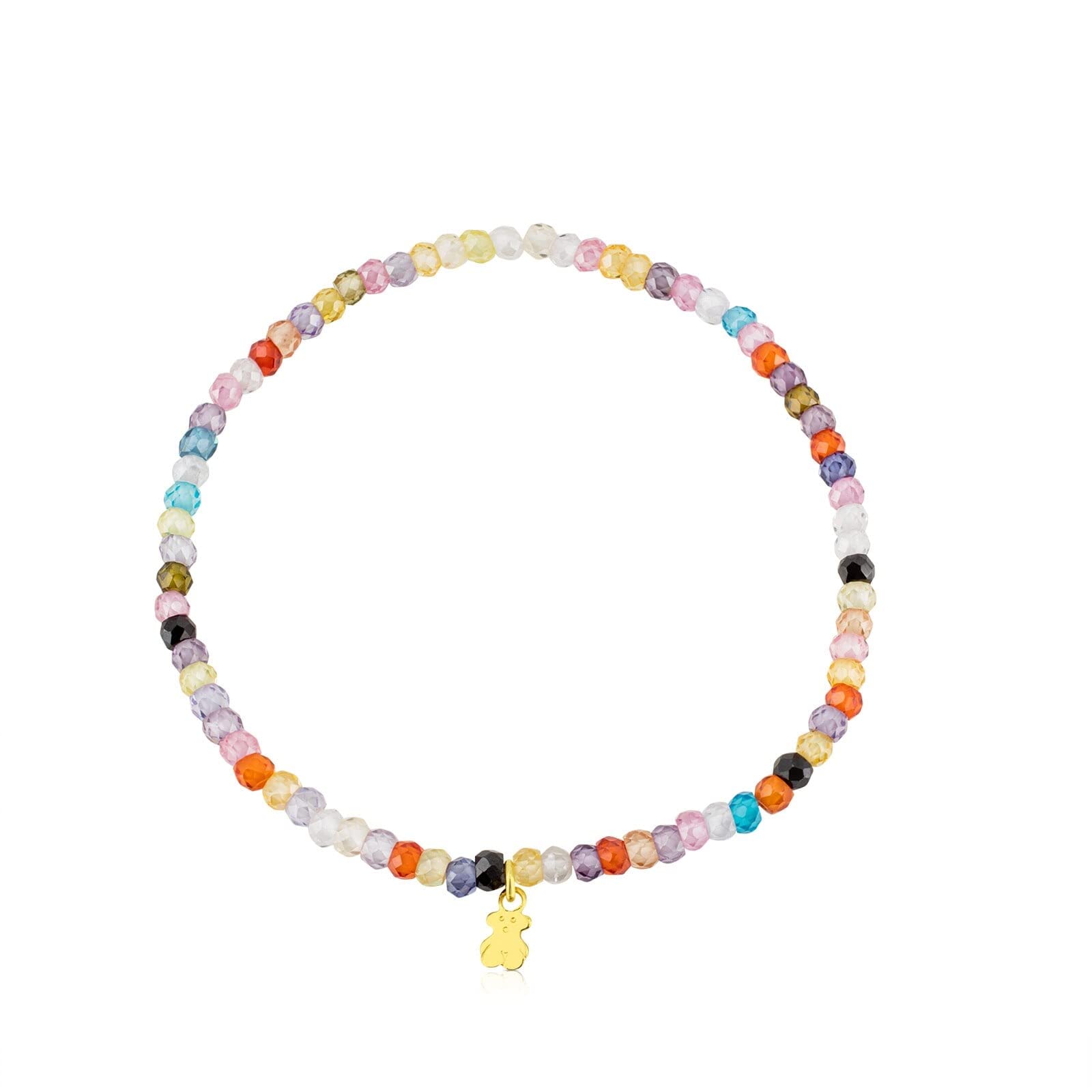 TOUS Pulsera de Oro de 18kt para Mujer con Zirconitas, 16 cm de Largo, Colorido y Versátil, Colección Color