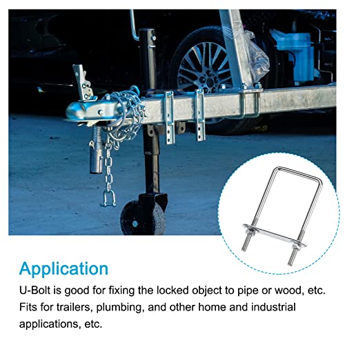 Image of METALLIXITY U Bolts 2 Sets (M6x50x150mm), Square U Bolt Carbon Steel with Accessories - for Construction, Pipe