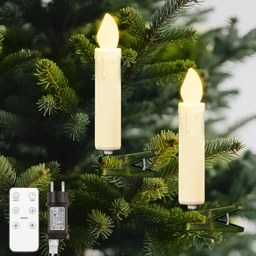 Lewondr Candela Kerzen Weihnachtsbaum, 20 LED Flackernd Flammenlos...