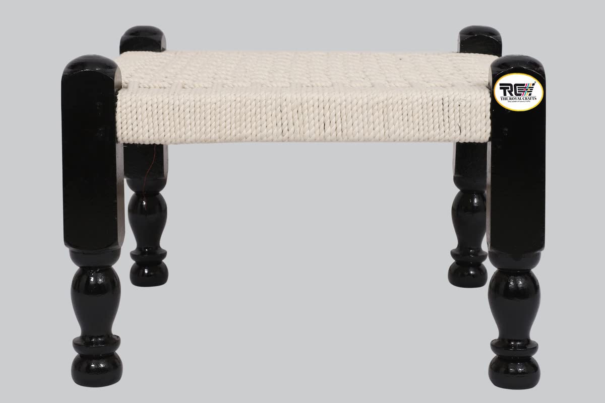THE ROYAL CRAFTS Traditional handicrafts White Color Cotton Rope Wooden Stool khatli bajot pidda mudda Table rajwadi Furniture 2