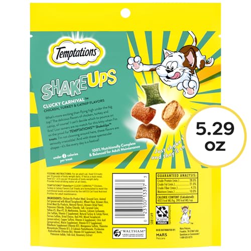Temptations ShakeUps Crunchy and Soft Cat Treats, Clucky Carnival Flavor, 5.29 oz. Pouch - Image 3