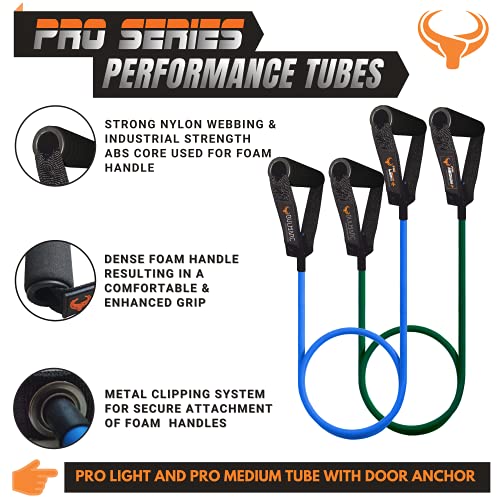Image of BULMARC Resistance Tube /Bands for Exercises Set with Foam Handle, Featuring eBOOK with 45+ Exercises for Full Body Workout /Toning Tube for Exercise Door Anchor Optional