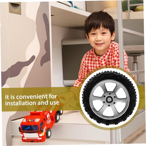 Garneck 30 Stück Miniatur Reifen Für Spielzeugautos – Gummireifen Mit Achse Für LKW Modelle Und RC Fahrzeuge - Ideal Für DIY Bastelprojekte Und Modellbau - Durchmesser 42mm