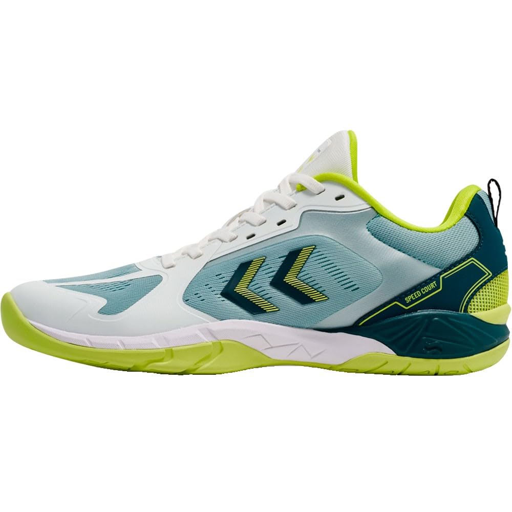hummel Herren Handballschuhe SPEED COURT Gr. 49 Grau WHITE/GREEN/YELLOW