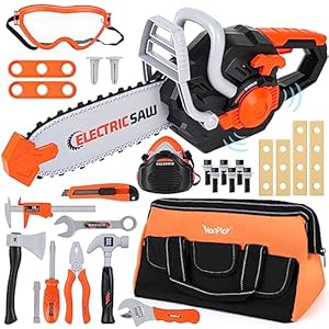 Vanplay Kids Toys Kids Tool Set Toy Chainsaw Pretend Play Tool Kit Bag Toys for 3 4 5 6 Year Old Boys Girls (35 PCS)