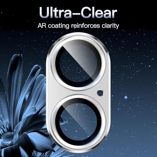 Image of Choiche Camera Lens Protector for iPhone 17 6.3-Inch, Full Coverage 9H Tempered Glass Ring Cover, Matte Metal Plate, Case Friendly, 1-Pack (SILVER)