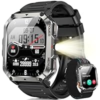 Blackview Military Smart Watch for Men Outdoor Adventure | 100-Day Ultra-Long Battery | Flashlight & Compass | Bluetooth Calling | Health Monitor | 153+ Sports Modes | IP68 Waterproof for iOS Android