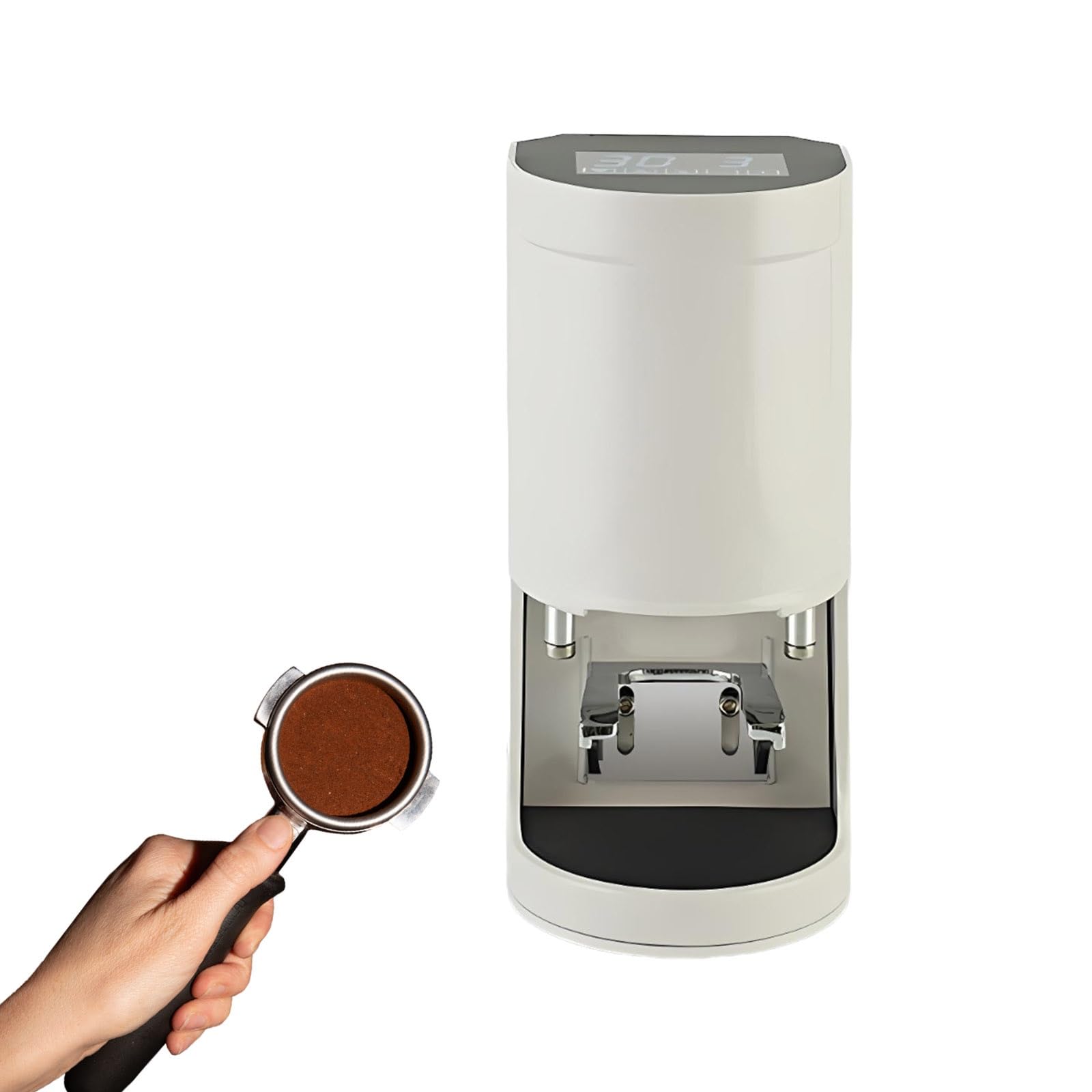 Pressino per Bar E Ristoranti Pressino Automatico 58mm, Elettrico, Facile Da Pulire, Regolabile 5–30 Kg, Ideale per Hotel E Casa(Threaded base White)