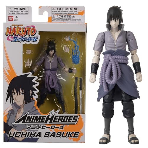 Bandai - Anime Heroes - Figurine Sasuke Uchiwa - Naruto Shippuden - Figurine d'action Anime Heroes 17 cm - Licence Officielle Manga Naruto - Figurine Sasuke...