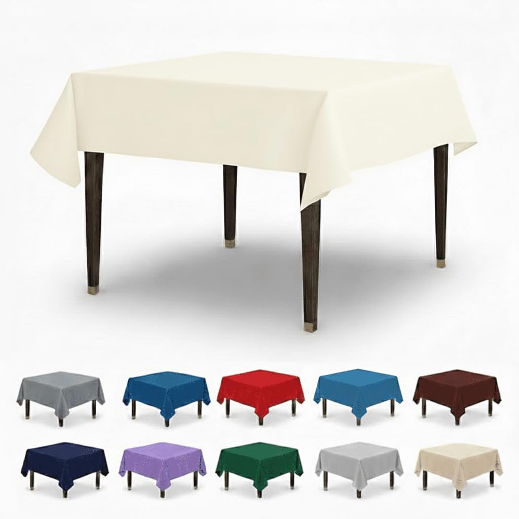 AK TRADING CO. 54" x 54" Polyester Square Tablecloth - Perfect for Any Occasion Like Parties, Wedding, Buffet Decoration, Indoor & Outdoor Use (Pack of 6)