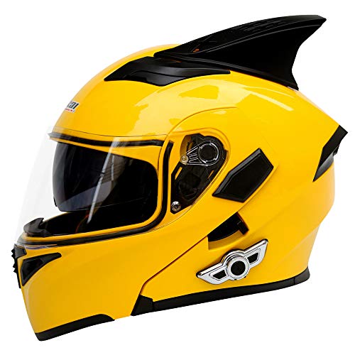 Wang&WD Bluetooth Casco de Motocicleta anticolisión Casco Modular-D.O.T certificación Anti-vaho Espejo Doble Respuesta automática Mp3 Hombre y Mujer Adultos,L