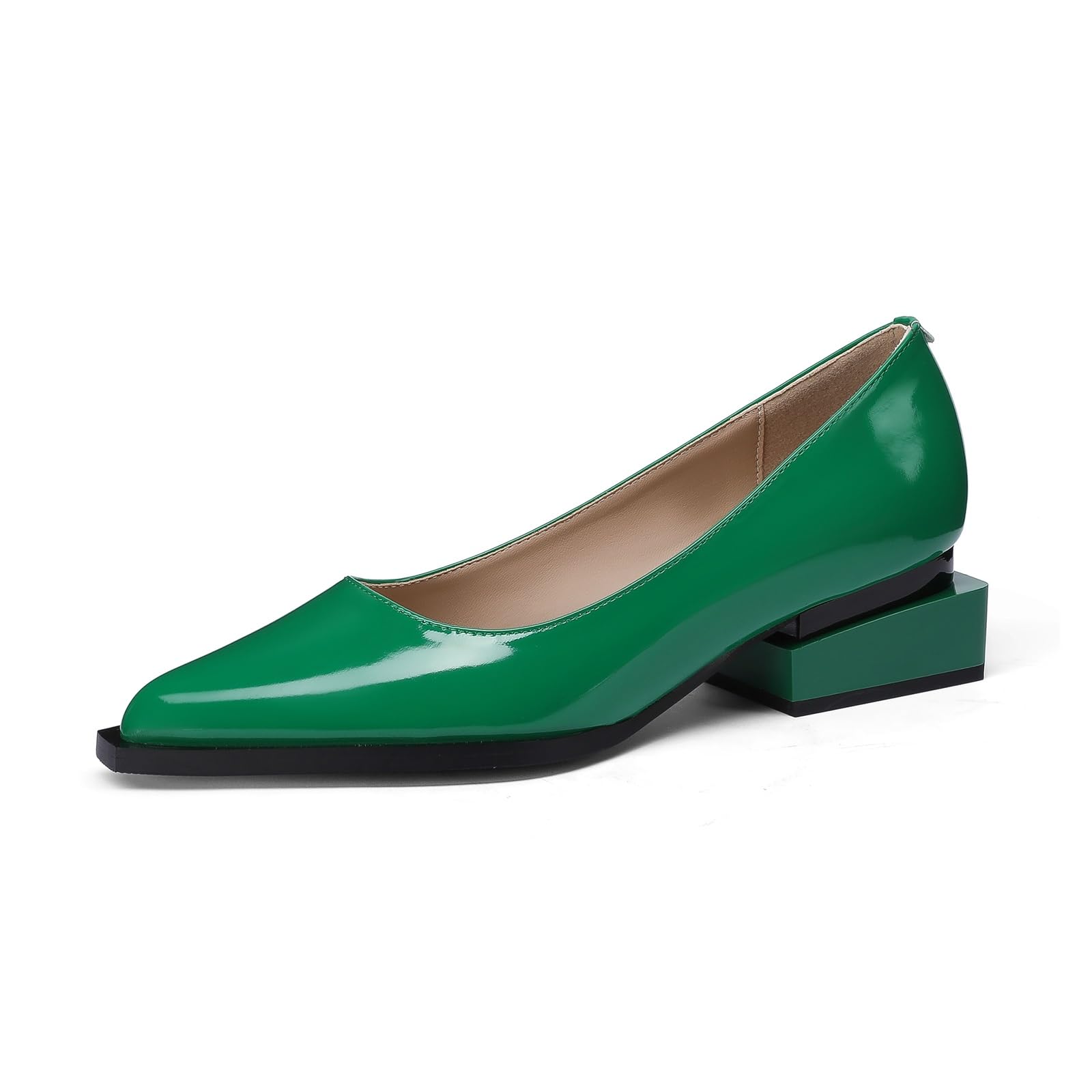 LingxiaUne Shoes for Women Fashion Forward Elegant Dressy Womens Pumps and Loafers with Low Chunky Heel and Sleek Pointed Toe Design Fashion Forward