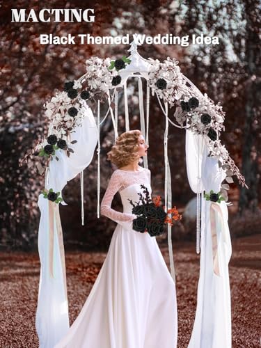 MACTING Black Roses Artificial Flowers 30PCS Real Touch Fake Flowers with Stem Foam Roses for DIY Wedding Bouquet Gifts Table Centerpieces Party Bridal Shower Home Mothers Day Deco image 5