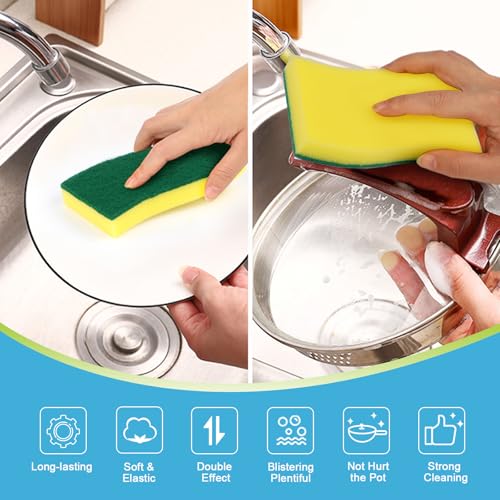 Image of AIDEA Sponges Kitchen, XL Heavy Duty Dish Sponge, Cleaning Dish Scrubber Sponge for Home and Kitchen, Extra Large Cleaning Supplies for Pots, Pans, 12 Pack