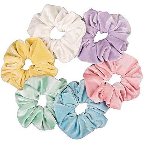 Whaline Pastel Hair Scrunchies Large Velvet Elastic Scrunchy Bobbles Ice Cream Color Hair Bands Soft Hair Ties Hair Accessories for Girls Women, 6 Colors Cover
