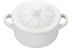 Le Creuset Flower Stoneware Cocotte in White