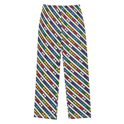 Dog Bone Striped Rainbow Boys Pants for Kids Jogger Pants with Pockets S-XL