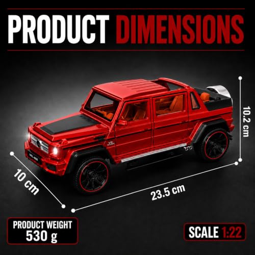 Image of GRAPHENE 1:22 Scale Die-Cast SUV Toy Car Pull Back Miniature Alloy Model with Openable Doors Lights & Music Realistic Friction Red Car Gift for Boys Girls & Kids (Ages 2+)