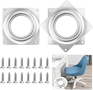 4 Inches Square Lazy Susan Rotating Bearings Plate with Screws, 2PCS Steel Ball Rotating Turntable Plate, 360 Degrees Turntable Swivel Plate for TV Table Bar Chair and Stool