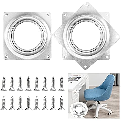 4 Inches Square Lazy Susan Rotating Bearings Plate with Screws, 2PCS Steel Ball Rotating Turntable Plate, 360 Degrees Turntable Swivel Plate for TV Table Bar Chair and Stool Cover