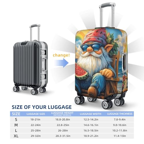 Summer Gnomes Print Travel Luggage Cover Elastic Baggage Protector For Men Women Fits 18-21 Inch Luggage4