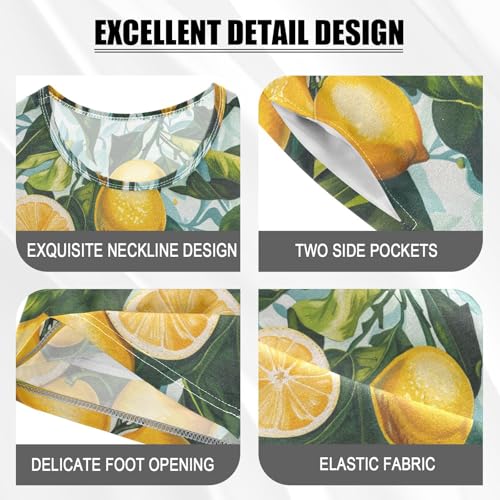 ALAZA Lemon Leaves Pajama Set Short Sleeve Sleepwear Soft Lounge Nightwear4