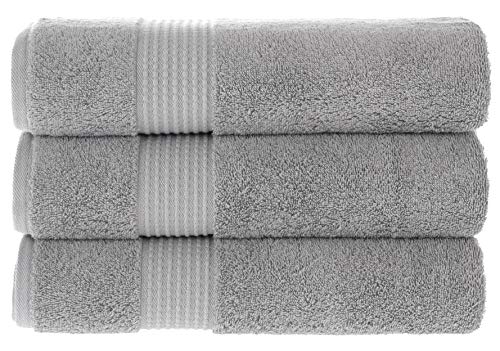 MAURA HOME Juego De Toallas De Baño De Lujo 100% Algodón. Calidad De Hotel Y SPA. Toallas De Felpa De Secado Rápido. Suave, Afelpado Y Muy Absorbente.|Gris|3 Toallas De Baño