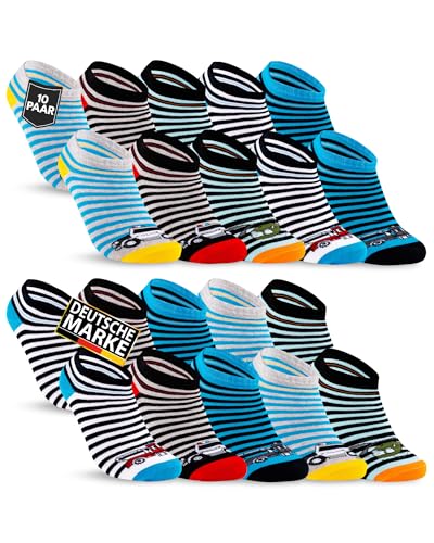 10 Paar Kinder Sneaker Socken Jungen & Mädchen Baumwolle Kindersocken 56566 (23-26)