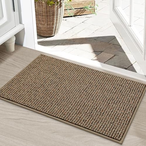 BEQHAUSE Dirt Trapper Door Mat 20' x 32', Non-Slip Washable Doormats Entrance Mat, Dirt Resistant and Absorbent Welcome Mat, Low Profile Floor Mats for Front Back Door and Entryway, Beige