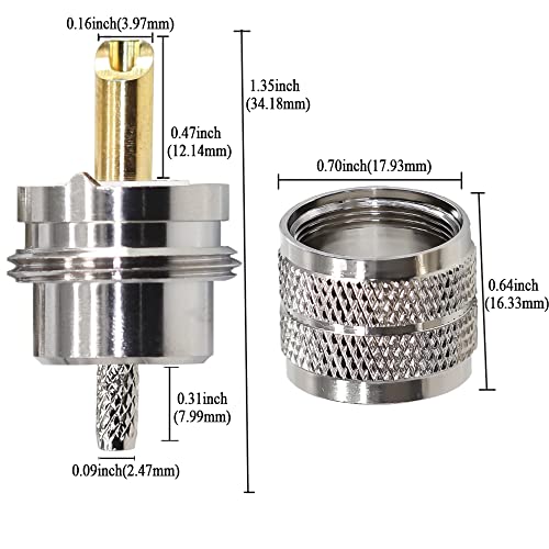 Conector UHF PL259 Macho Coaxial Pack 10 unidades TUOLNK miniatura 2