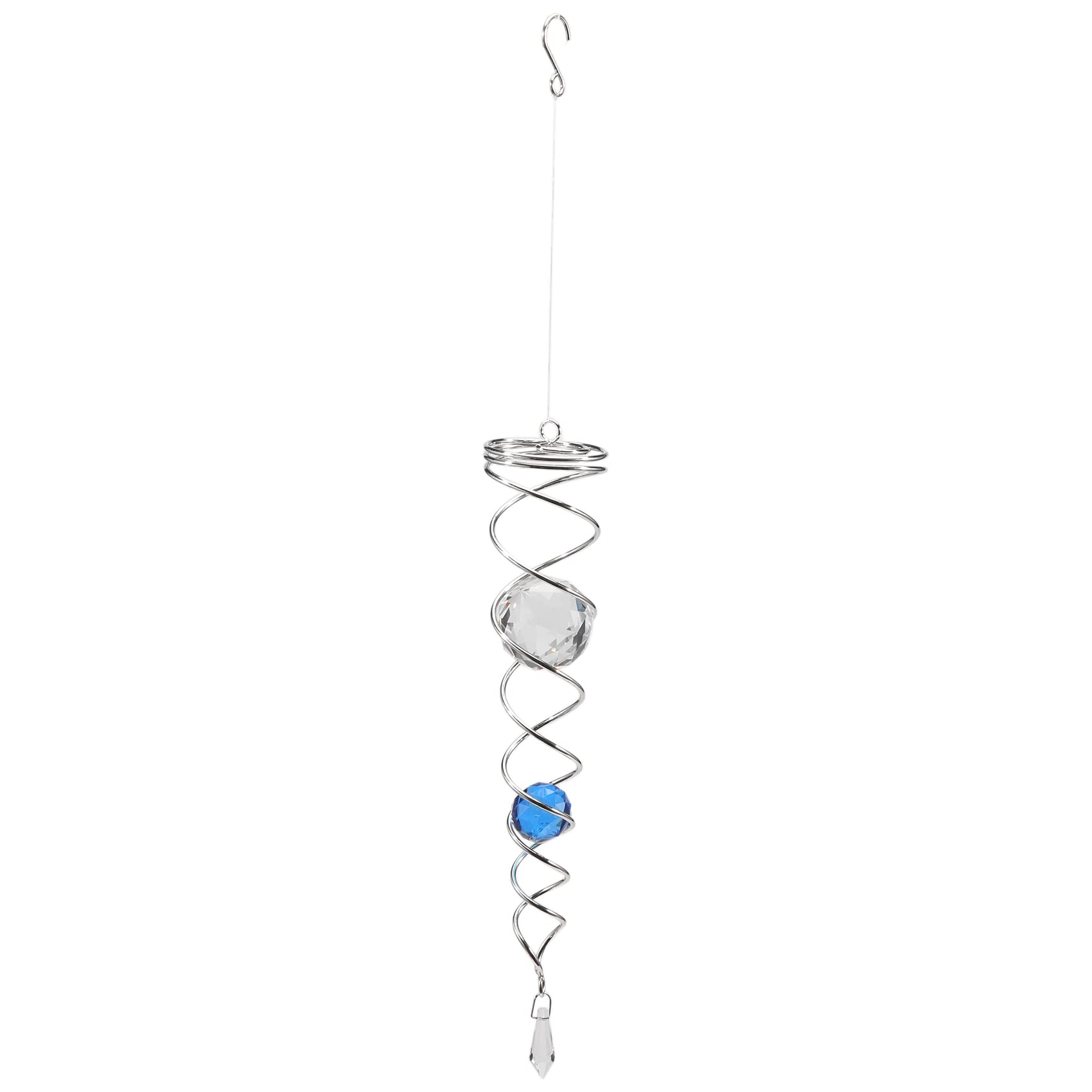 detee Wind Chime Windmill Crystal Metal Wire Crystal Ball Wind Spinner Bell Spiral Tail for Outdoor Garden Decoration