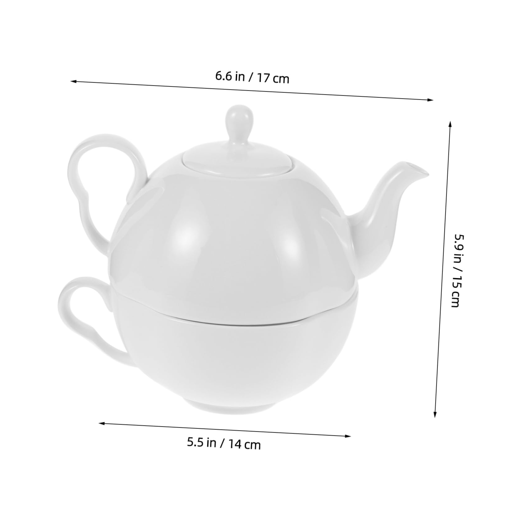 Cabilock Juego de Té Elegante de Porcelana China 620ml, Tetera y Taza para Infusiones, Resistente al Calor, para Té Floral y Café en Casa