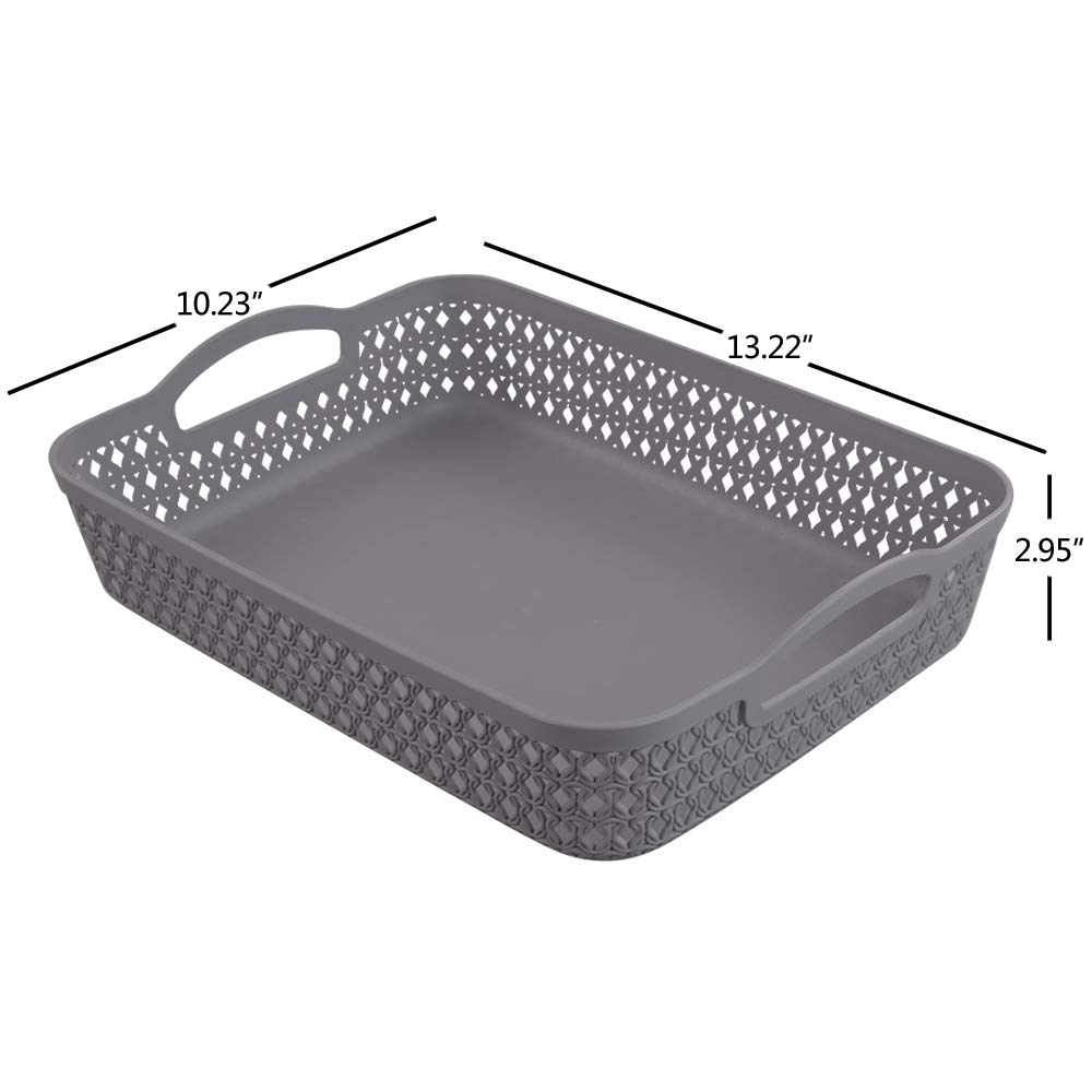 Kekow Plastic Storage Tray Basket with Handle, Set of 6, 13.22