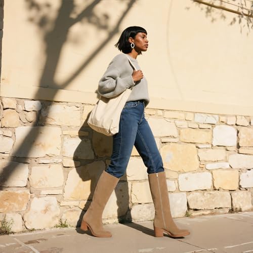 Image of Womens Knee High Boots Chunky Low Heel Round Toe Tall Long Boots | Balanced Low Block Heel, Roomy Round Toe, Anti-slip Rubber Outsole, Fashion Heeled Dressy Fall Winter Long Boots for Women