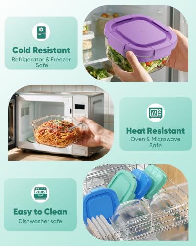 Image of Canfanni Glass Salad Container, 56oz Bowl with Airtight Lids, Tray, Fork