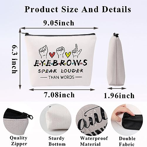 PLITI Eyebrow Artist Gifts Esthetician Gifts Makeup Artist Gift Eyebrows Speak Louder Than Words Funny Beautician Makeup Bag (Eyebrows Speak Louder bagU) - Image 2